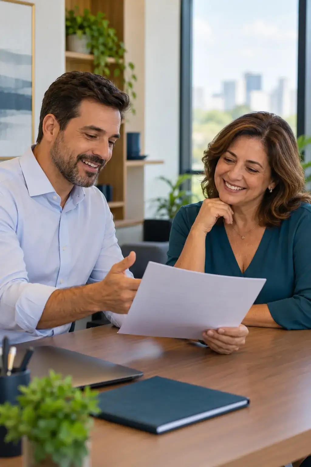 Profissional conversando com cliente sobre a proposta de seguro de vida